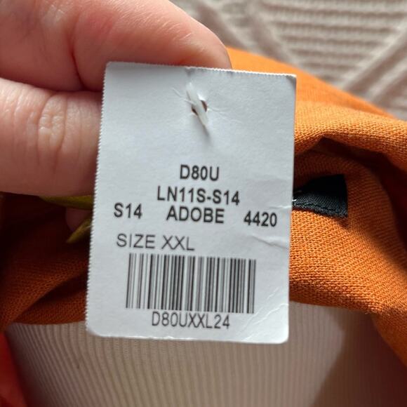 NWT TRUST | Orange Casual Button Down Linen Blend Short Sleeve Shirt | Tops - Picture 8 of 8